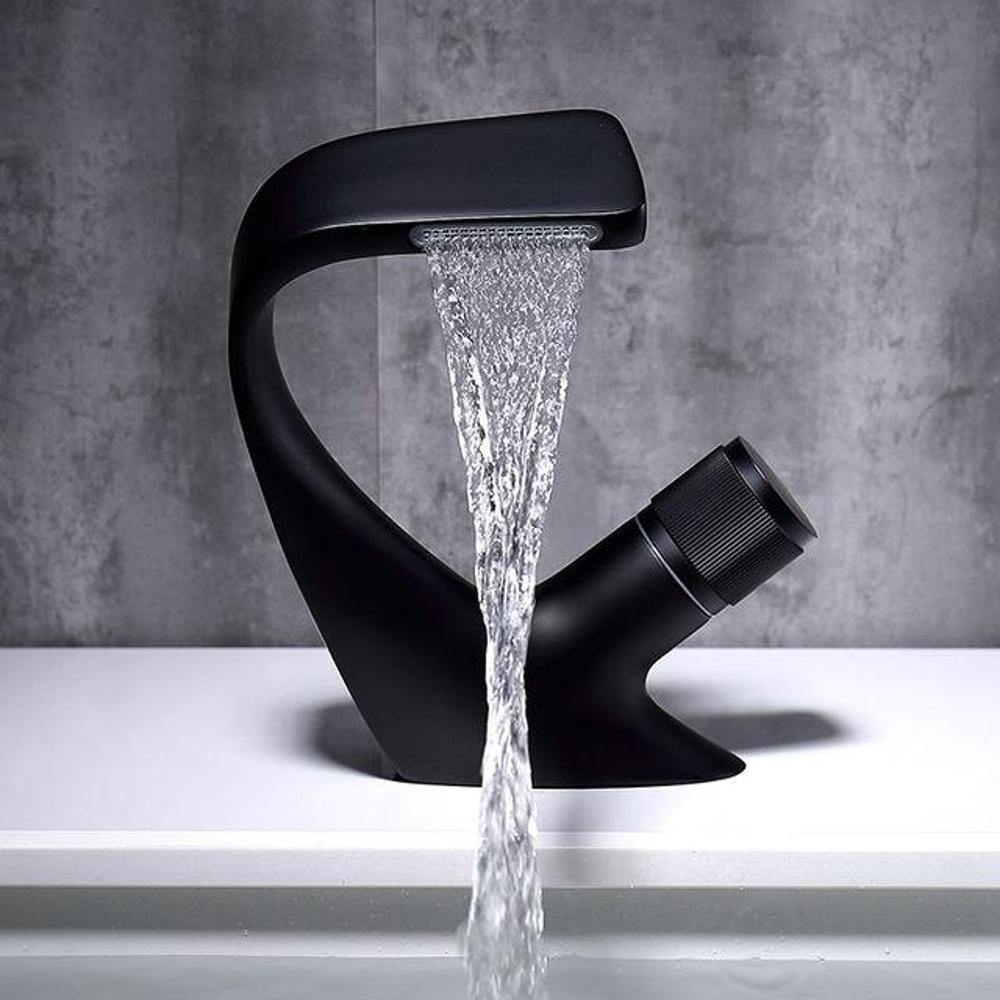 Contemporary Single Handle Waterfall Kitchen Faucet - VogeLuxe
