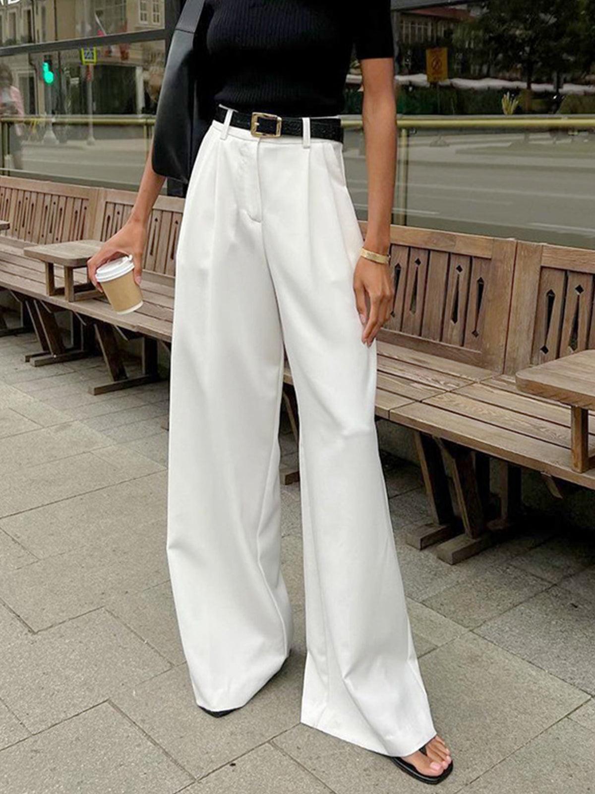 Floral High-Waisted Flowy Wide Leg Pants for Women - VogeLuxe