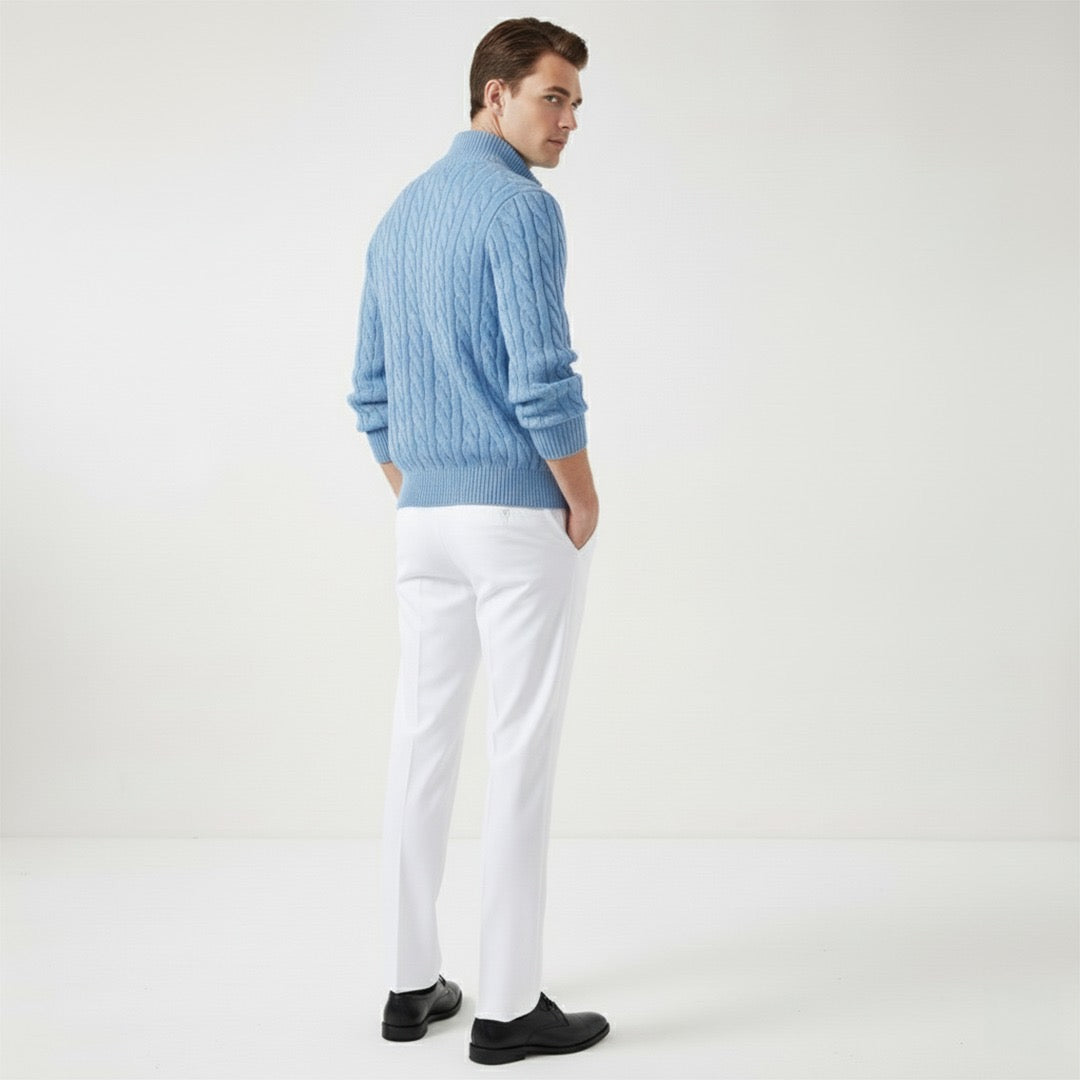VogeLuxe | Men’s Quarter Zip Knit Sweater and Tailored Trouser Set