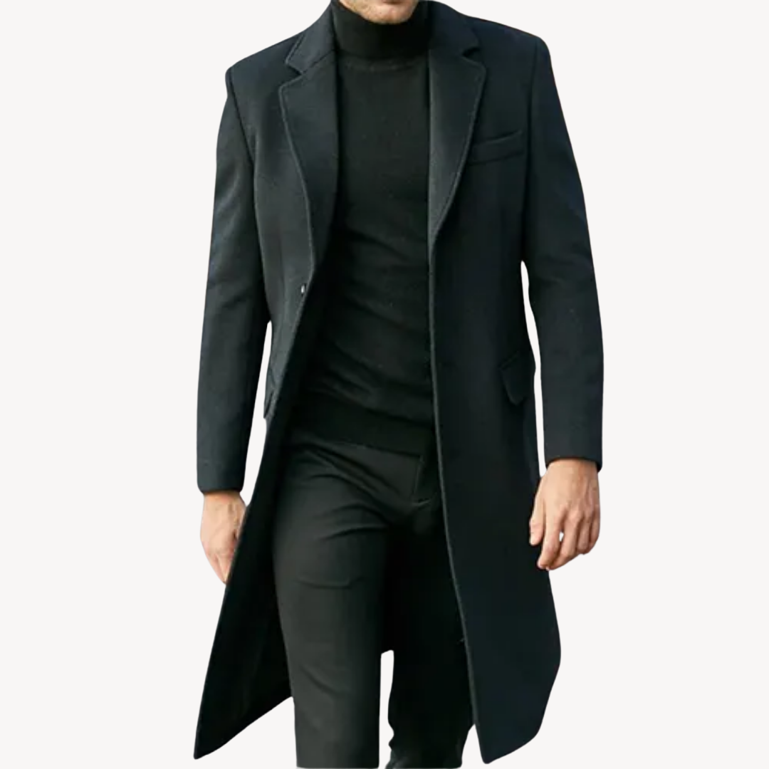 VogeLuxe | Men’s Elegant Tailored Single Breasted Overcoat