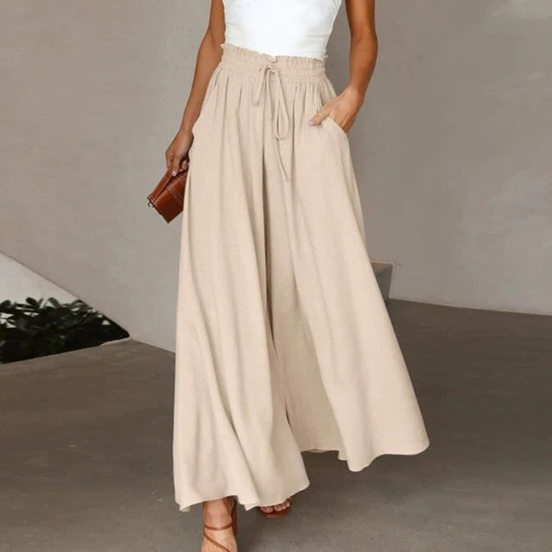 Comfortable High Waist Pants with Pockets and Drawstring