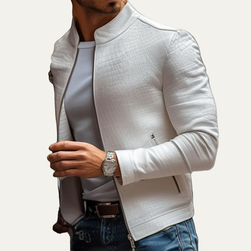 Biker Jacket | Stand Collar Zip Front Slim Fit 2