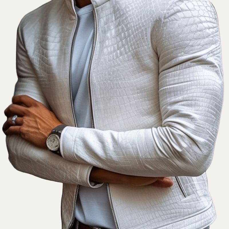 Biker Jacket | Stand Collar Zip Front Slim Fit 3