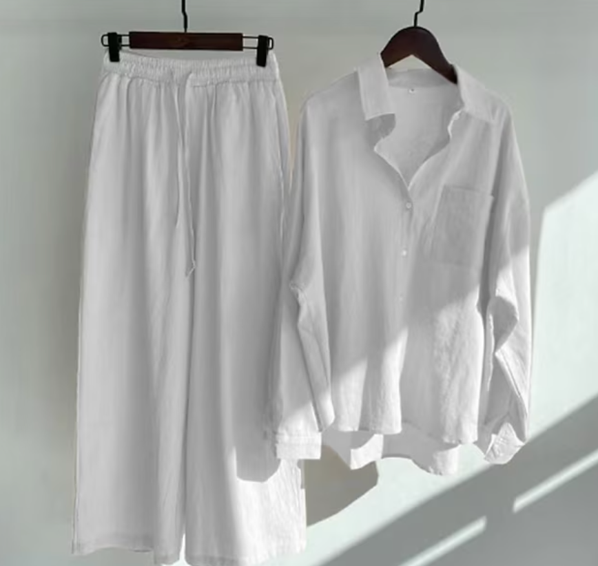 Comfy Women's Cotton Linen Pants and Shirt Set