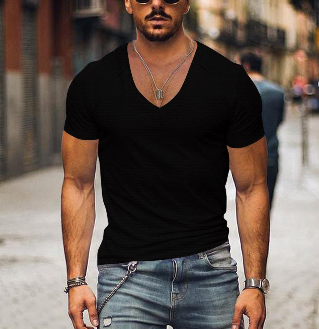 Relaxed Fit Men's V-Neck Tee Shirt - VogeLuxe