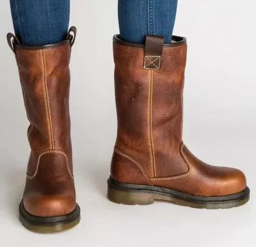 Insulated Genuine Leather Ankle Boots - VogeLuxe