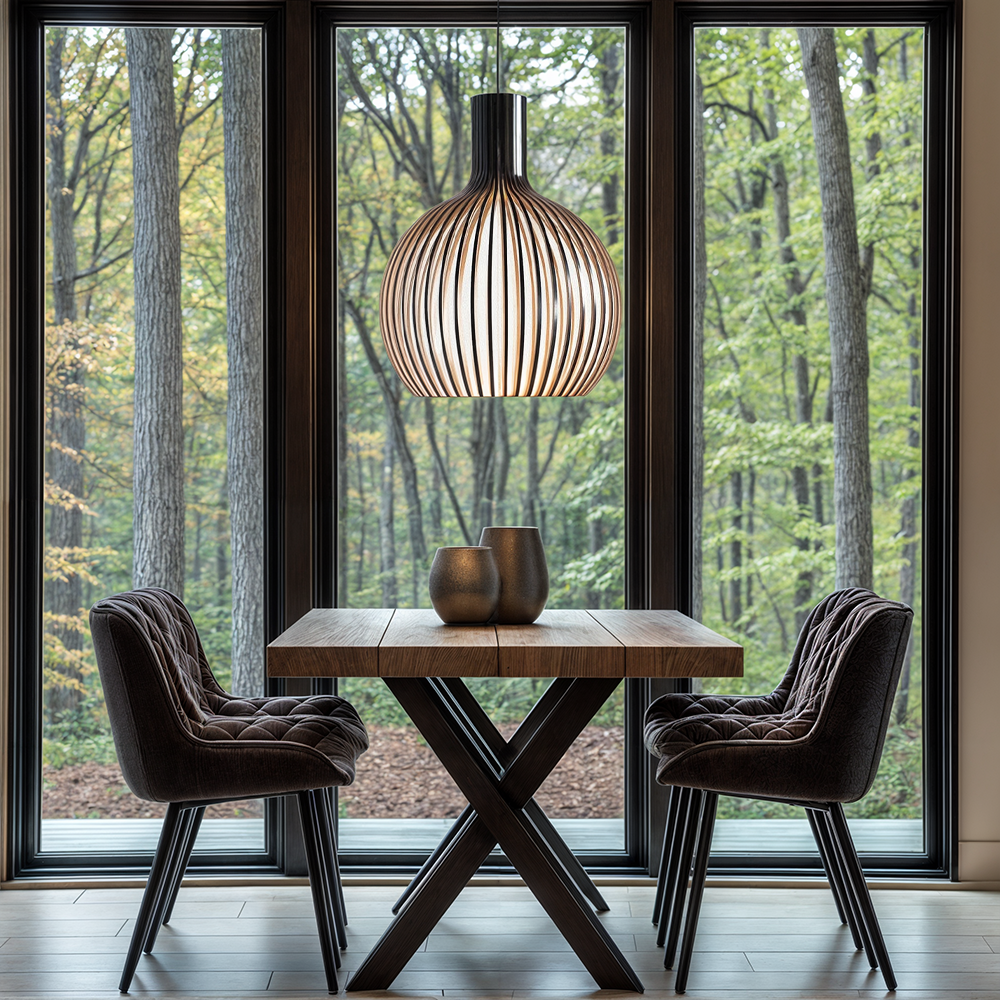 Rustic Wooden Pendant Light with Adjustable Hanging Cord - VogeLuxe