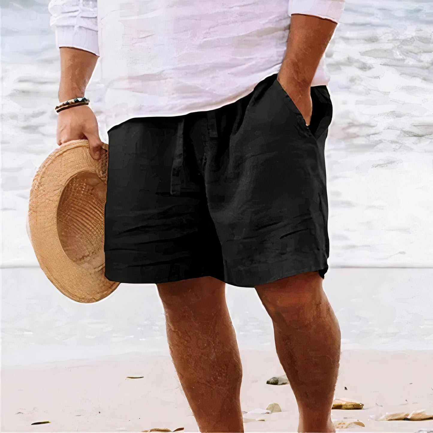 Men's Comfortable Summer Linen Shorts with Simple Style