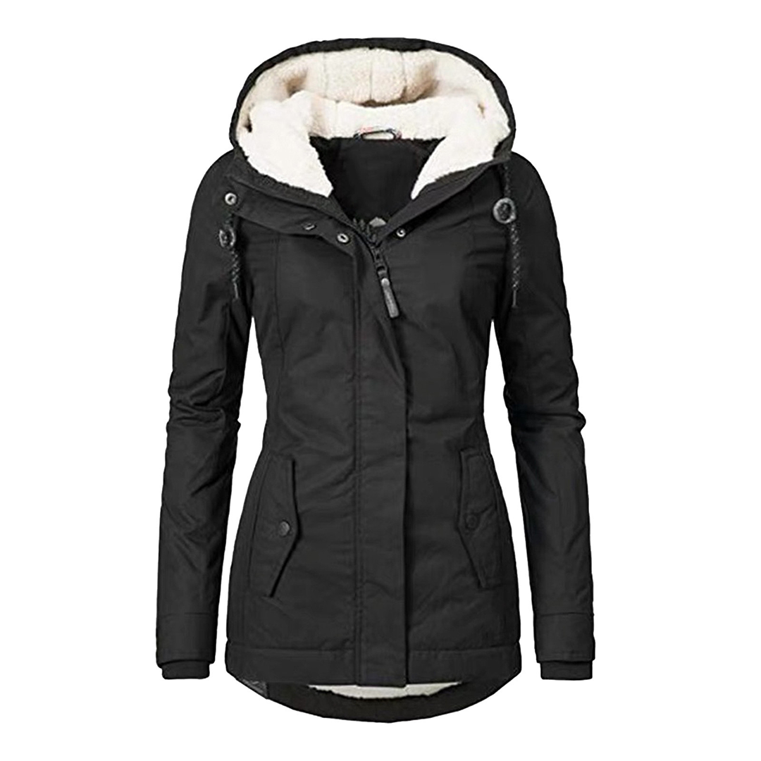 Waterproof Women's Jacket with Hood and Fleece Lining