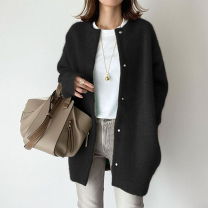 Warm Women's Thick Cable Knit Cardigan with Buttons