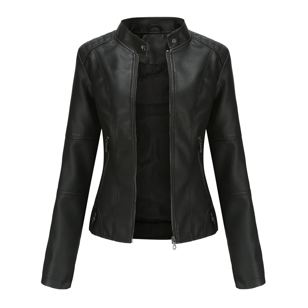 Edgy Women's Leather Motorcycle Jacket - VogeLuxe