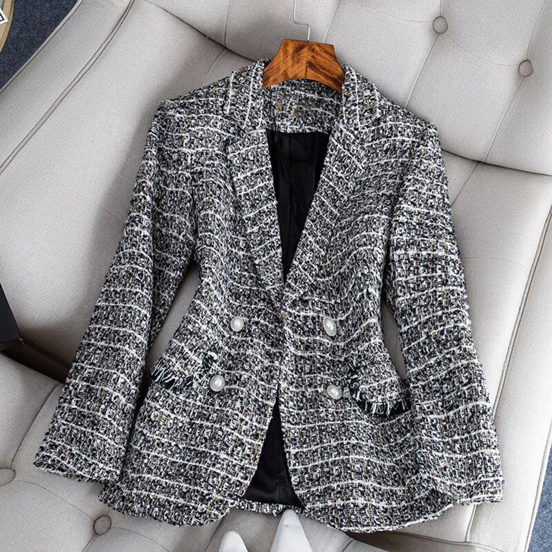 Classic Fit Women's Tweed Jacket with Buttons