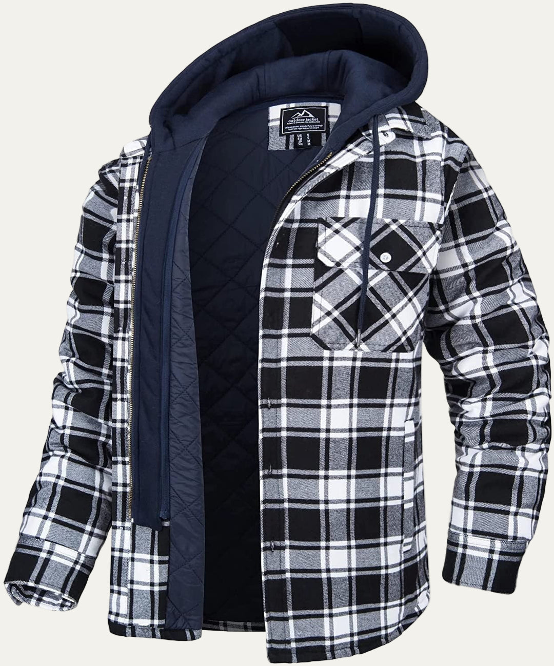 VogeLuxe | Men’s Thick Checkered Winter Hooded Jacket