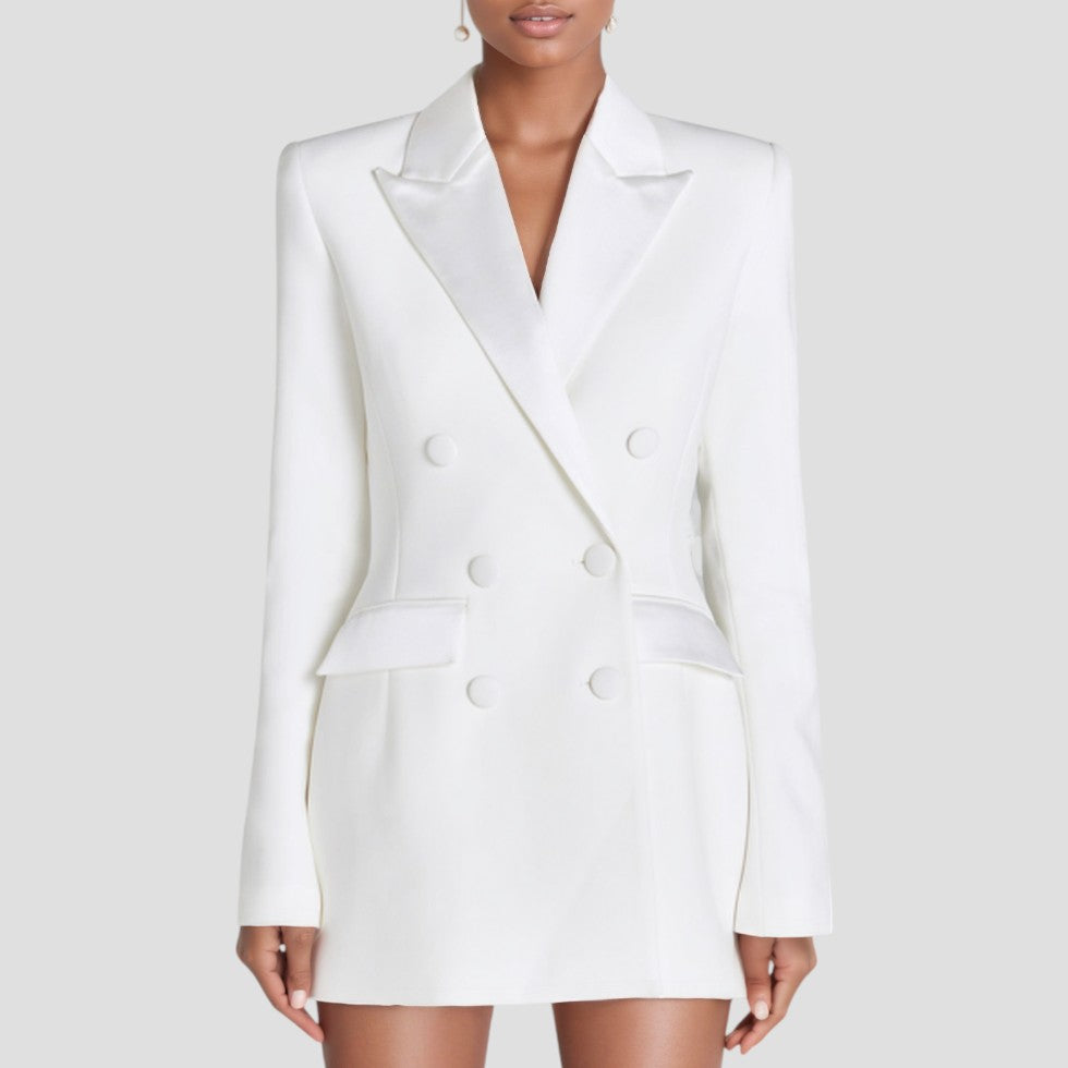 VogeLuxe | Women’s Double Breasted Blazer Dress with Pockets