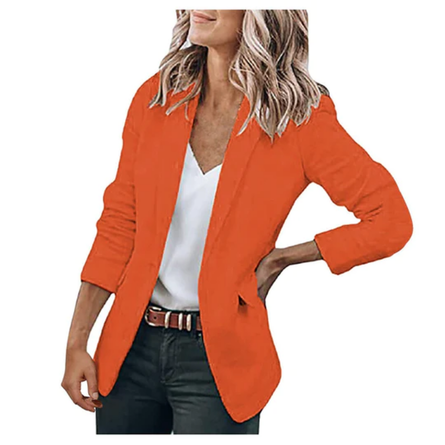 Women's Simple One Button Jacket with Pockets
