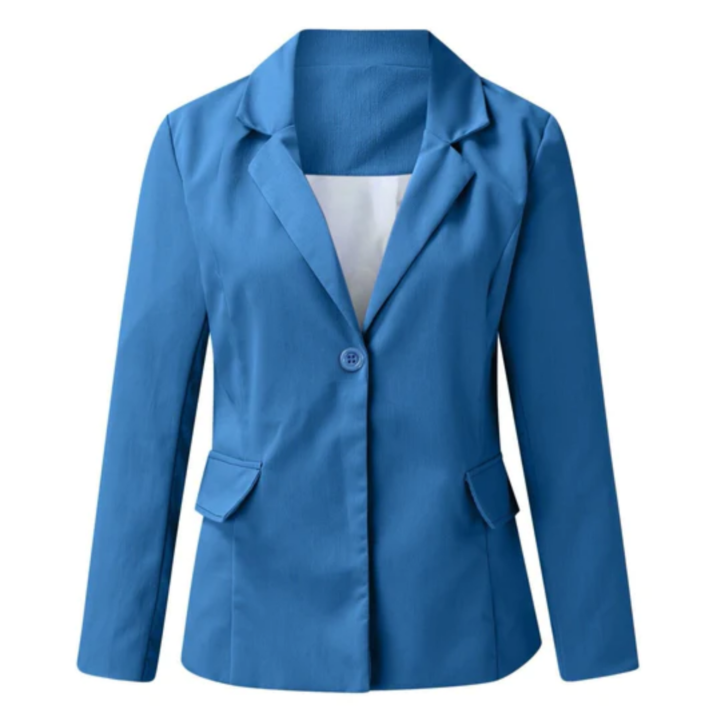 Women's Simple One Button Jacket with Pockets