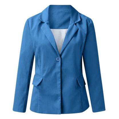 Women's Simple One Button Jacket with Pockets