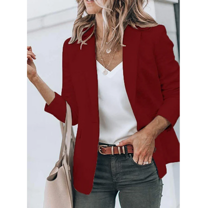 Women's Simple One Button Jacket with Pockets