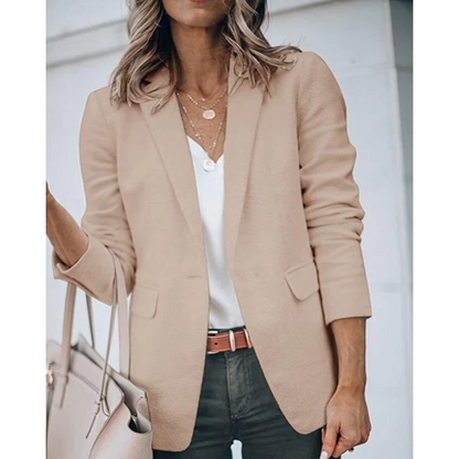 Women's Simple One Button Jacket with Pockets