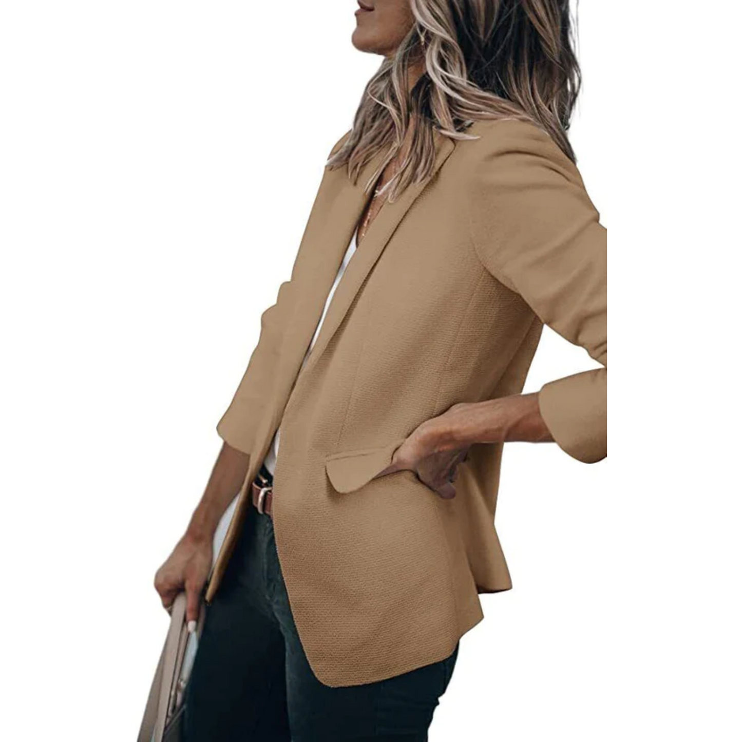 Women's Simple One Button Jacket with Pockets