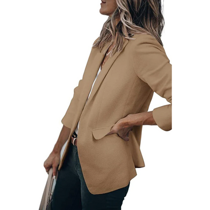 Women's Simple One Button Jacket with Pockets