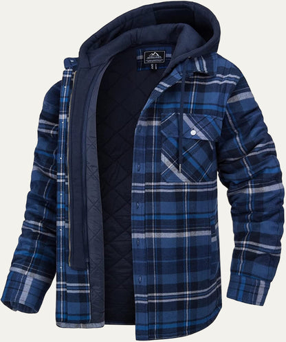 VogeLuxe | Men’s Thick Checkered Winter Hooded Jacket