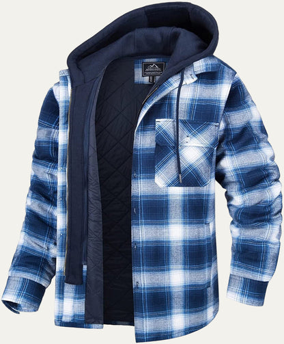 VogeLuxe | Men’s Thick Checkered Winter Hooded Jacket