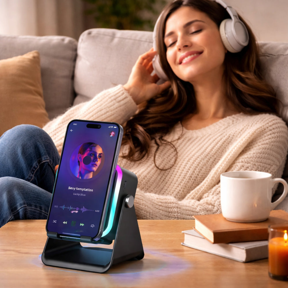 Wireless Charging Phone Dock Portable Bluetooth Speaker - VogeLuxe