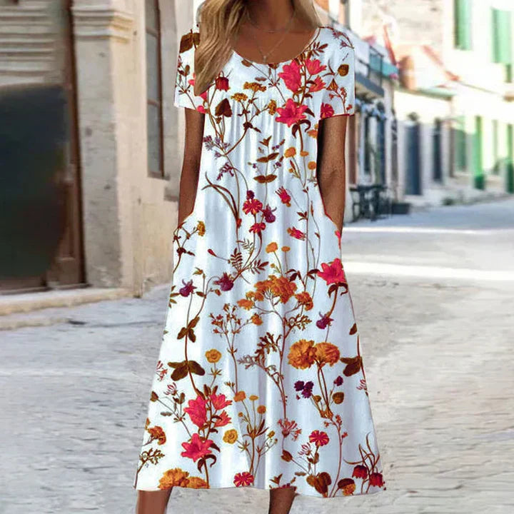 Pretty Floral Knee Length Dress
