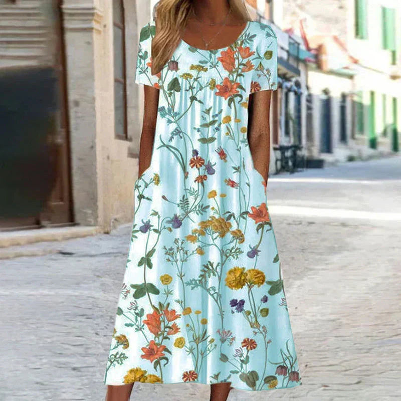 Pretty Floral Knee Length Dress