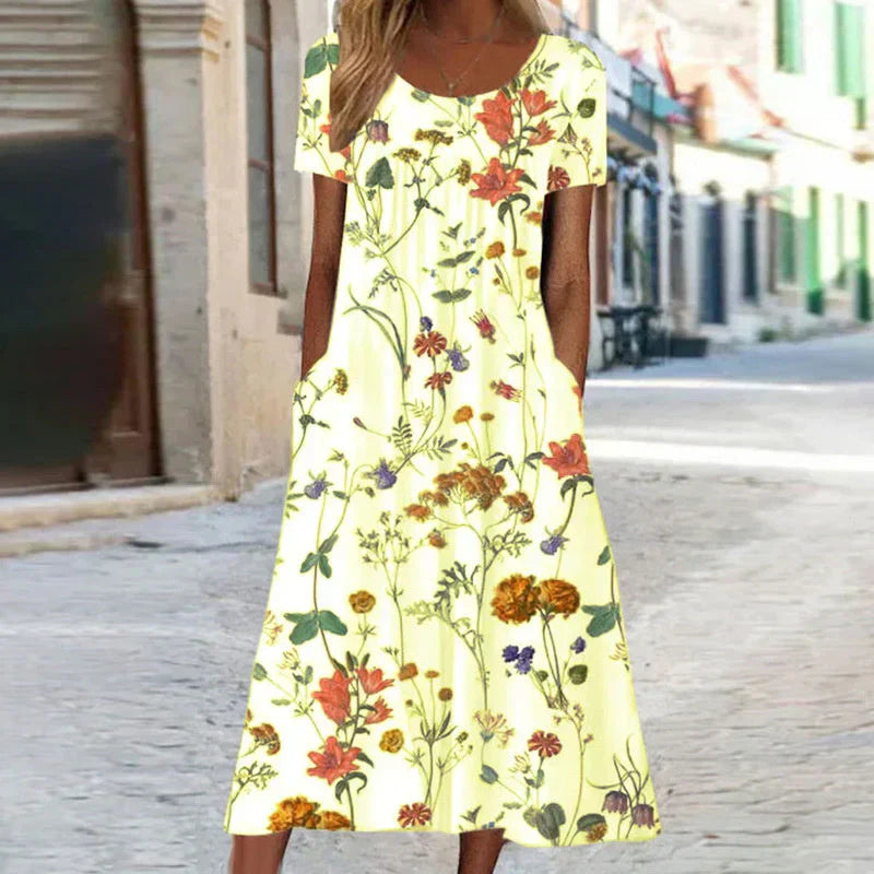 Pretty Floral Knee Length Dress