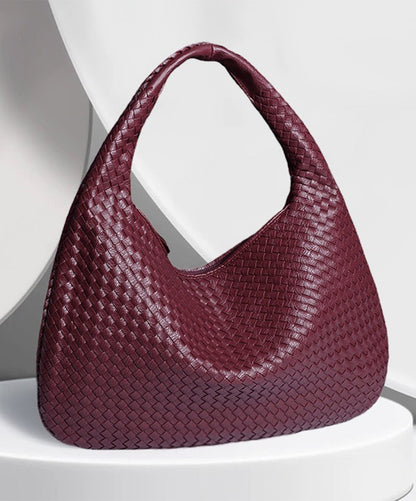 Red Faux Leather Tote Handbag 47x32x21cm - VogeLuxe