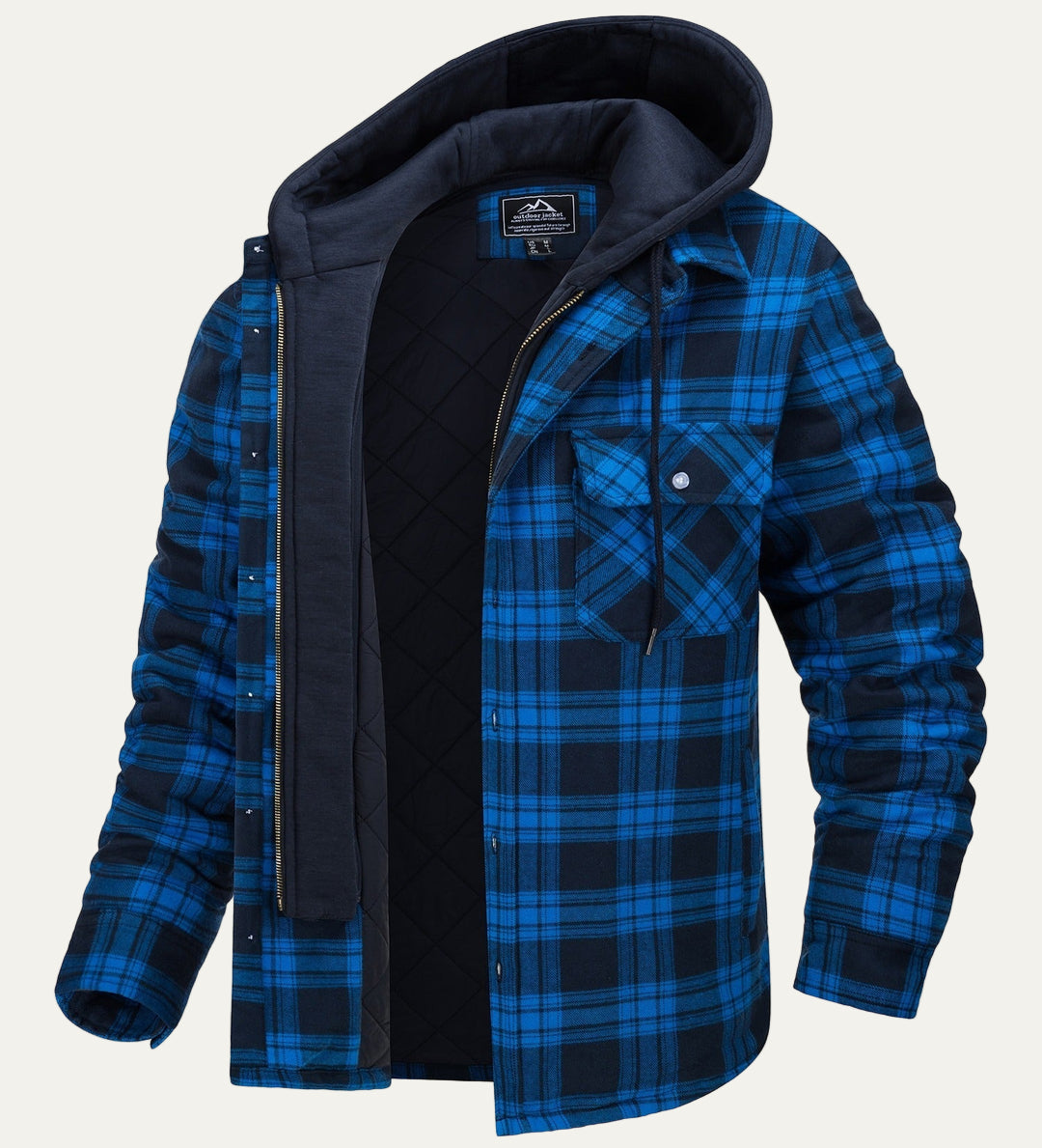 VogeLuxe | Men’s Thick Checkered Winter Hooded Jacket