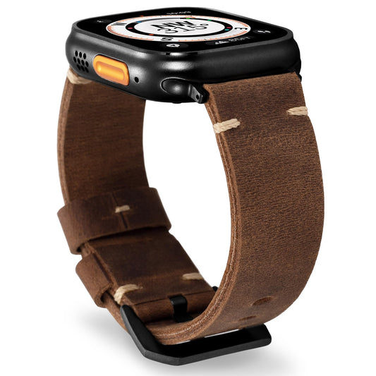 Classic Brown Leather Apple Watch Band - BritishElegance