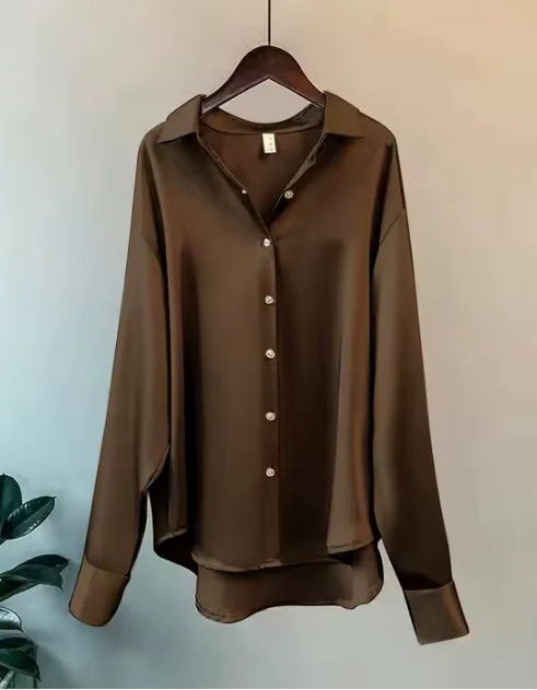 Green Silky Classic Fit Women's Blouse