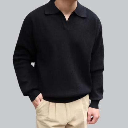 Buttonless long-sleeved polo shirt