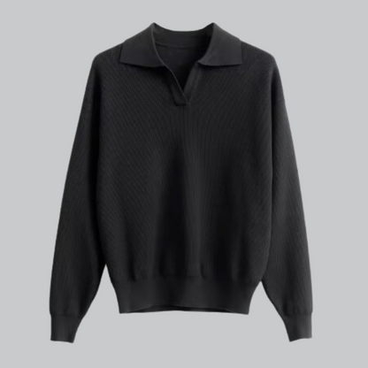 Buttonless long-sleeved polo shirt