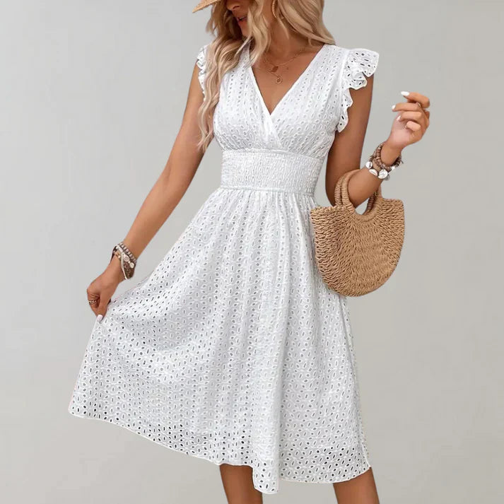 Fashionable Dress with Ruffled Sleeves - VogeLuxe
