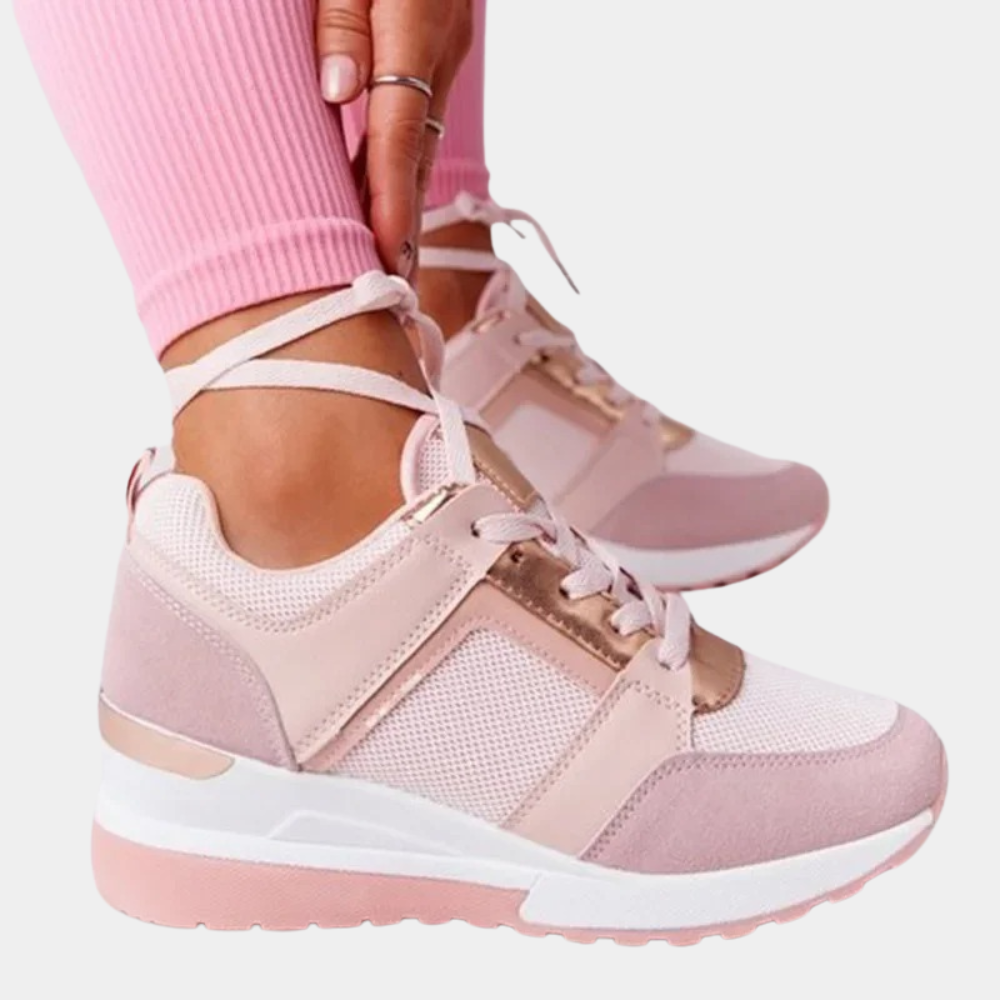 VogeLuxe | Women’s Metallic Accent Wedge Platform Sneakers