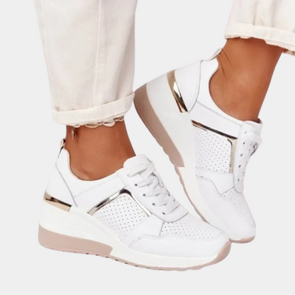 VogeLuxe | Women’s Metallic Accent Wedge Platform Sneakers