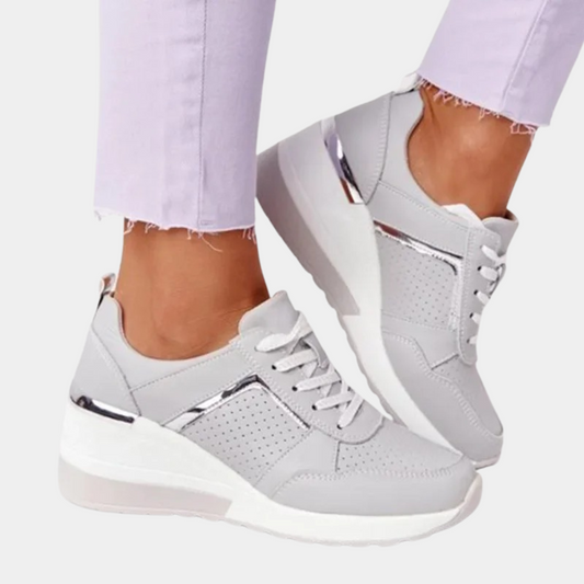 VogeLuxe | Women’s Metallic Accent Wedge Platform Sneakers