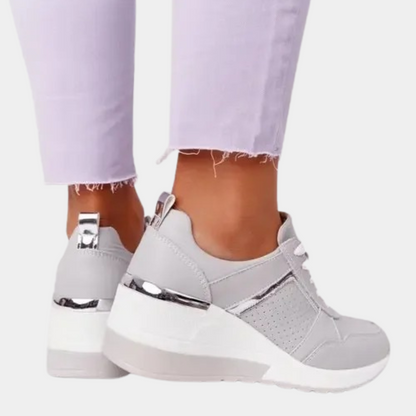 VogeLuxe | Women’s Metallic Accent Wedge Platform Sneakers