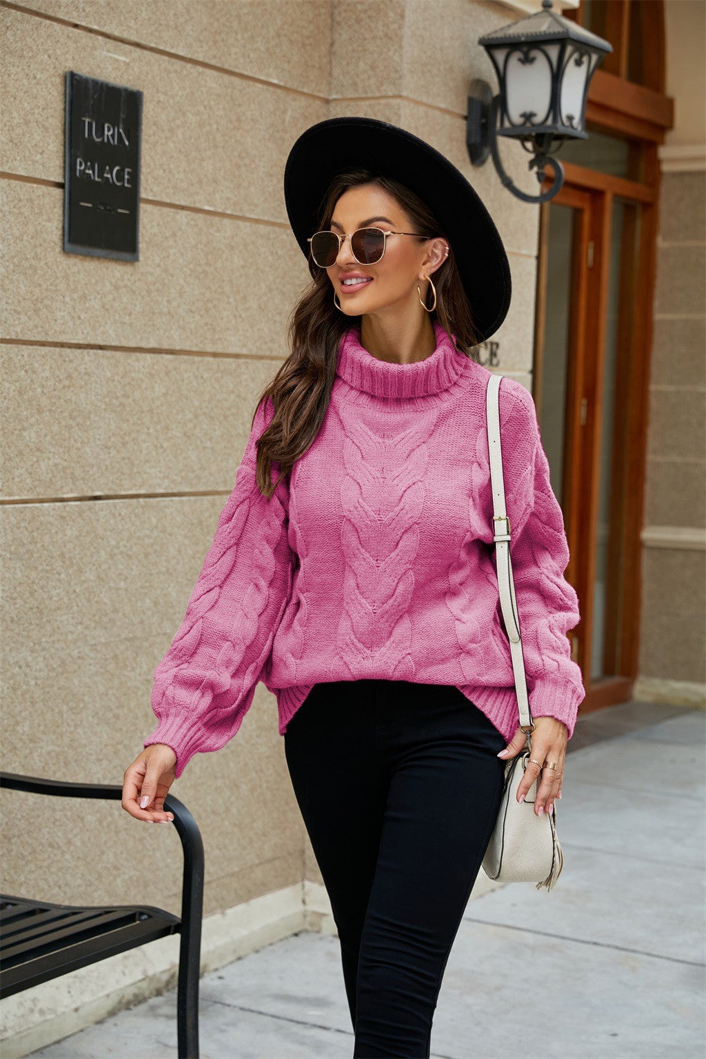 Casual Women's Cable Knit Turtleneck Sweater