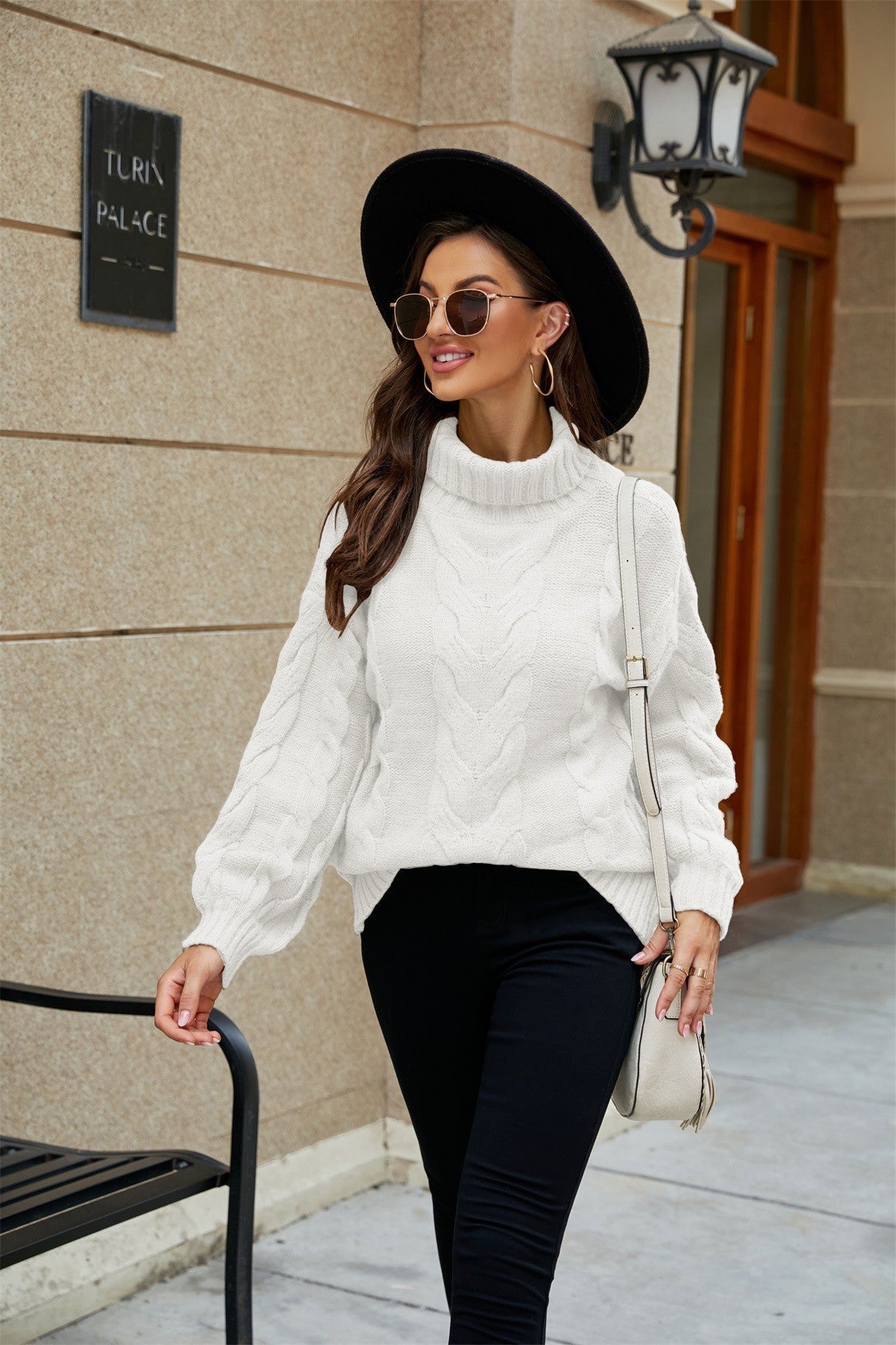 Casual Women's Cable Knit Turtleneck Sweater