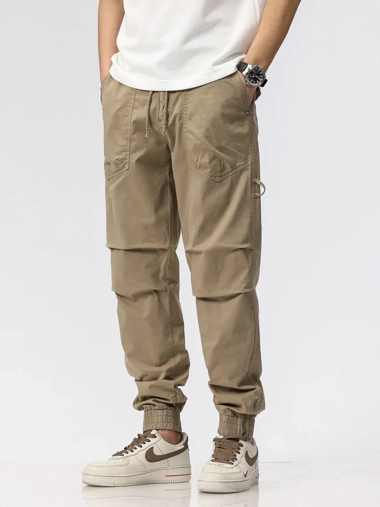 Men's Slim Fit Cargo Pants with Elastic Waistband