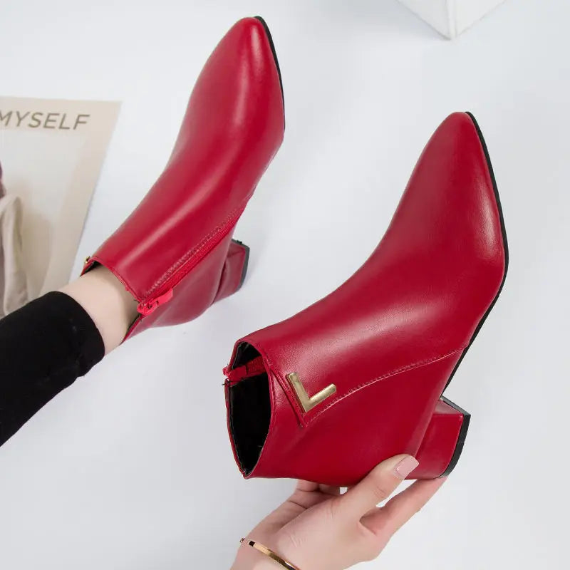 Ladies Zip Heel Ankle Boots