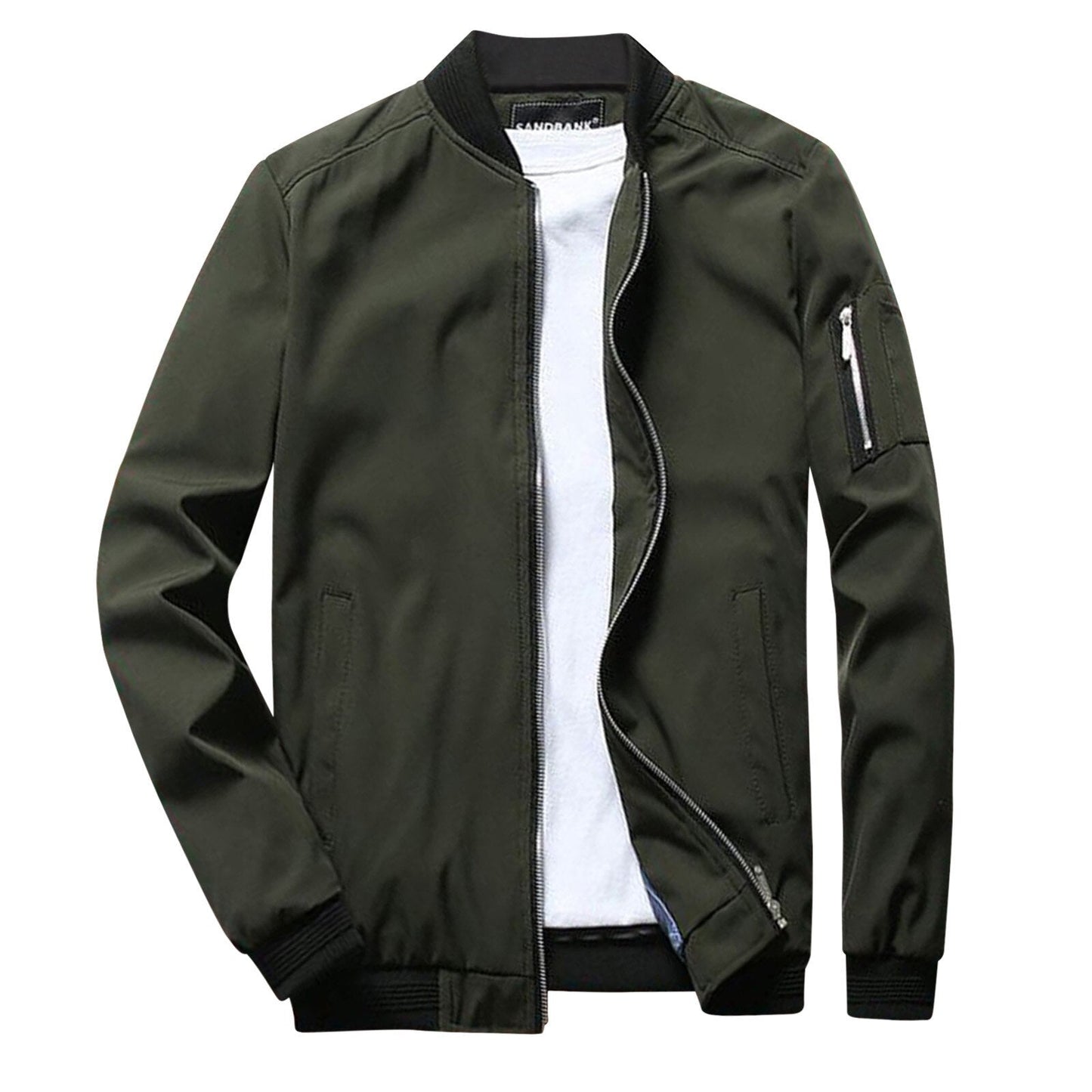 Men's Zip Up Bomber Jacket - Fleece Lined & Pocket Detail - VogeLuxe