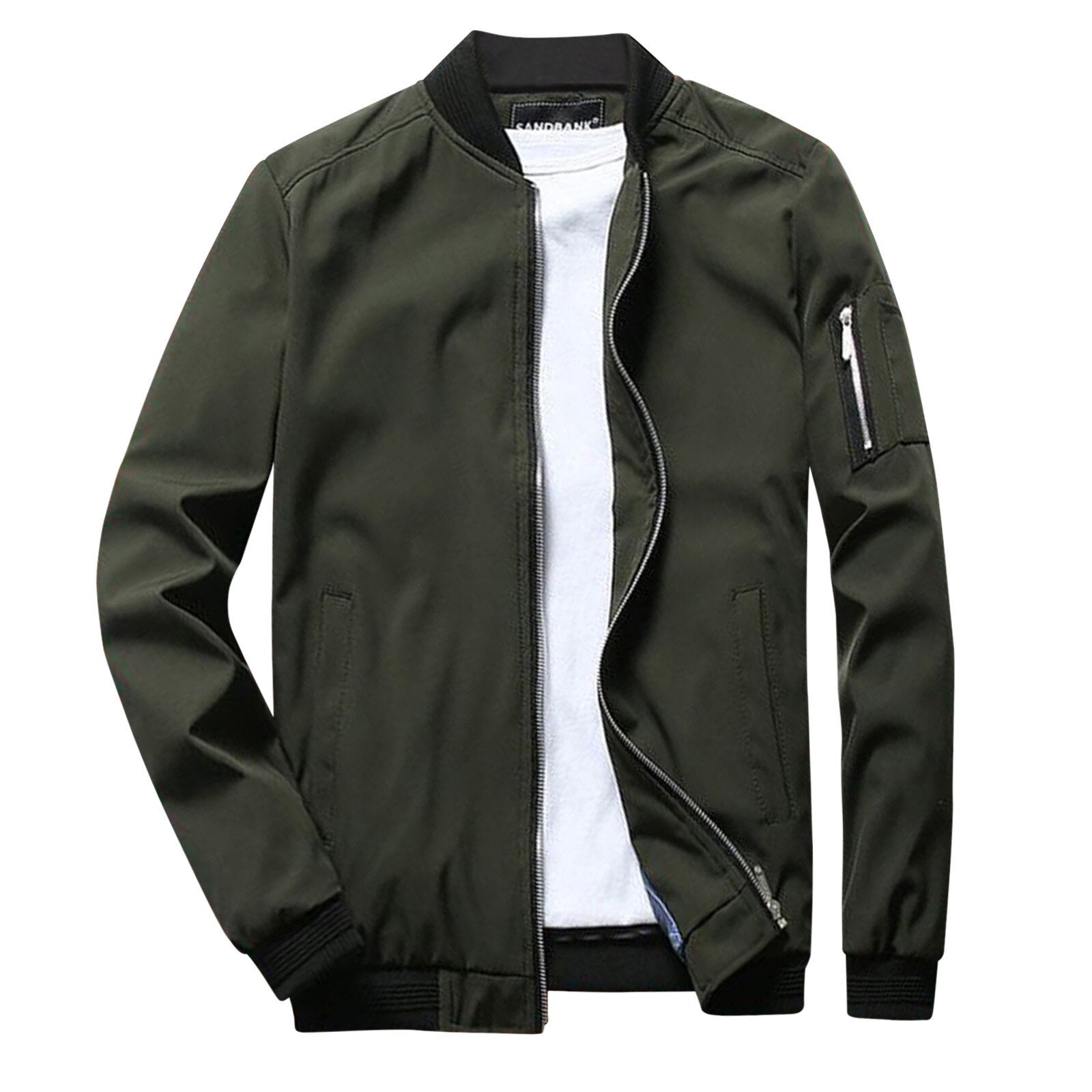 Men's Zip Up Bomber Jacket - Fleece Lined & Pocket Detail - VogeLuxe