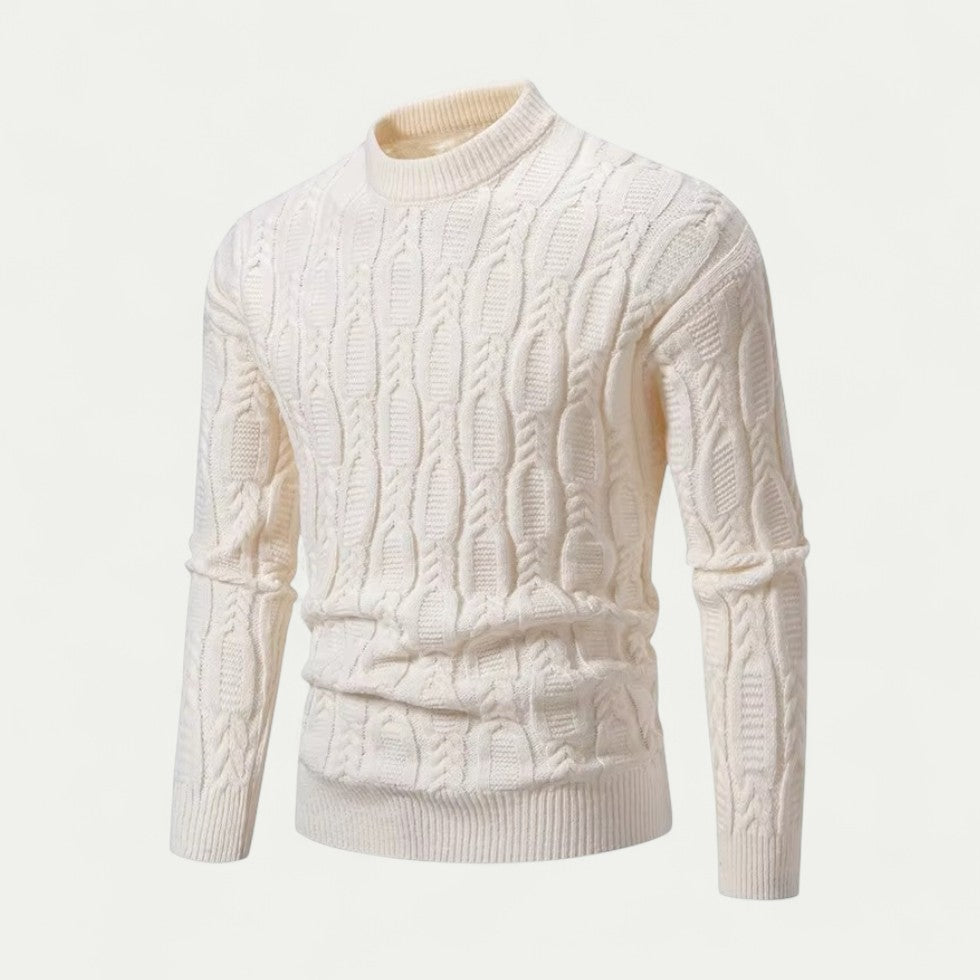Cable Knit Crew Neck Sweater for Men 1