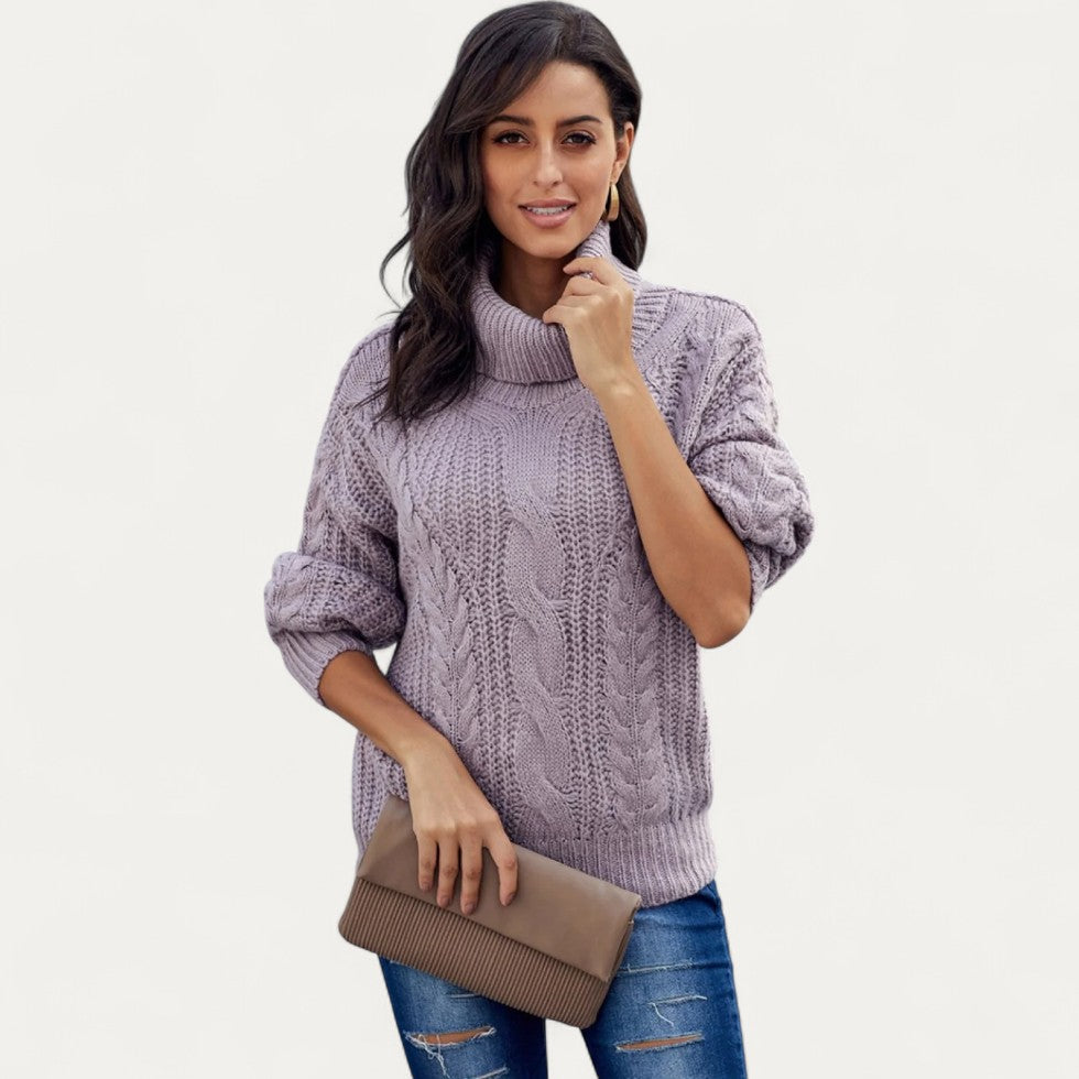 Cable Knit Turtleneck Jumper for Women 1